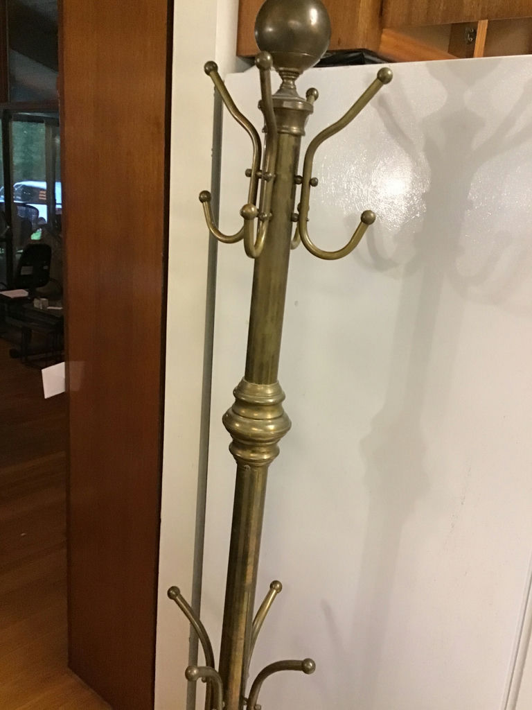 Brass freestanding coat rack with multiple hooks - image 3 of 3