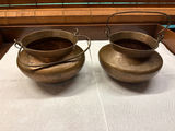 Pair of copper cooking pots with handles - thumbnail 1 of 3