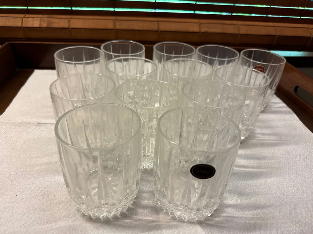 Set of Clear Faceted Crystal  Glasses - image 1 of 3
