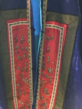 Blue Silk Traditional Coat with Red Panel Embroidery and Chinese Porcelain Tea Set - thumbnail 3 of 6