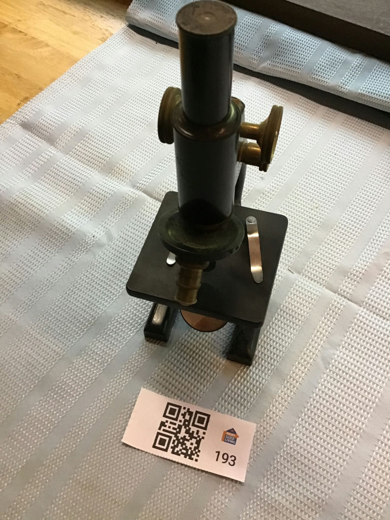 Vintage microscope with brass adjustment knobs - image 1 of 4
