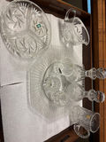 Hand-cut crystal glassware set with decanter, goblets, bowls, and serving tray - thumbnail 1 of 4
