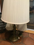Brass table lamps with pleated fabric shades - thumbnail 2 of 3