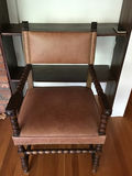 Vintage leather-armchair with dark wood minimum bid $500 - thumbnail 1 of 3