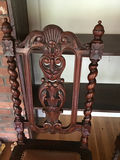 4 Ornate carved wooden dining chairs with leather seats $500minimum bid - thumbnail 3 of 3