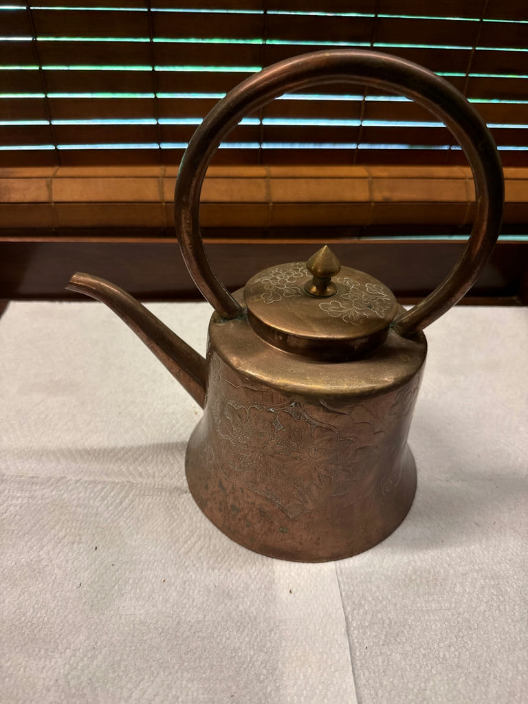 Engraved copper teapot - image 1 of 4