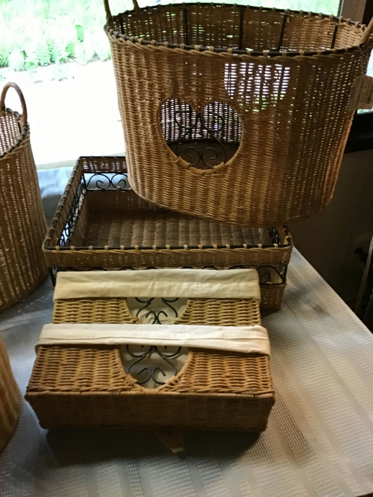 Wicker storage baskets with metal scroll accents - image 2 of 2