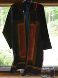 Blue Silk Traditional Coat with Red Panel Embroidery and Chinese Porcelain Tea Set - thumbnail 2 of 6