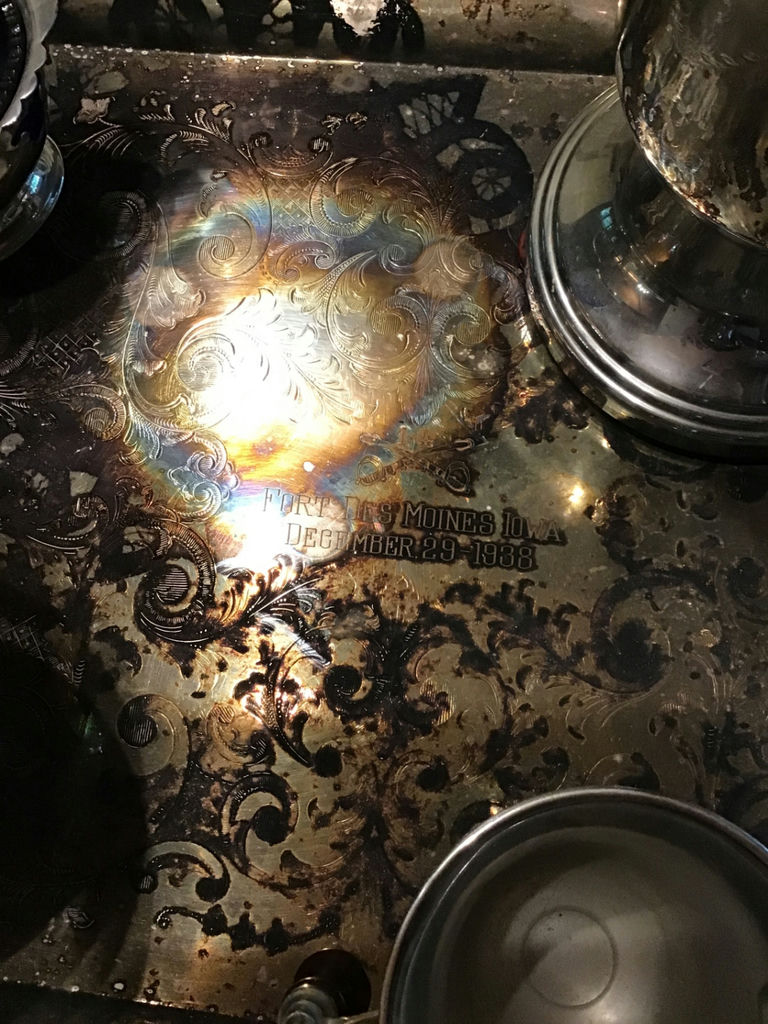 Antique silver tea service with samovar on ornate tray - image 2 of 4