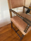 Vintage wooden armchair with leather upholstery - thumbnail 2 of 3