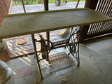 Vintage Singer treadle sewing machine table with stone top - thumbnail 2 of 3