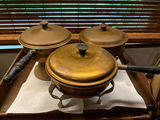 Set of vintage copper-bottom cookware with lids - thumbnail 2 of 5