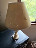 Table lamp with marble-pattern base and floral-cutout shade - thumbnail 1 of 2