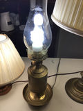 Brass table lamps with pleated fabric shades - thumbnail 1 of 3