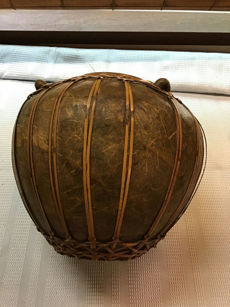 Round ceramic pot wrapped in woven rattan - image 4 of 4