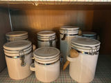 White ceramic canisters with clamp lids - thumbnail 1 of 2