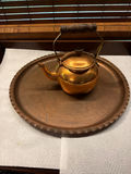Copper teapot on hammered copper tray - thumbnail 1 of 5