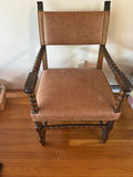 Vintage wooden armchair with leather upholstery - thumbnail 1 of 3