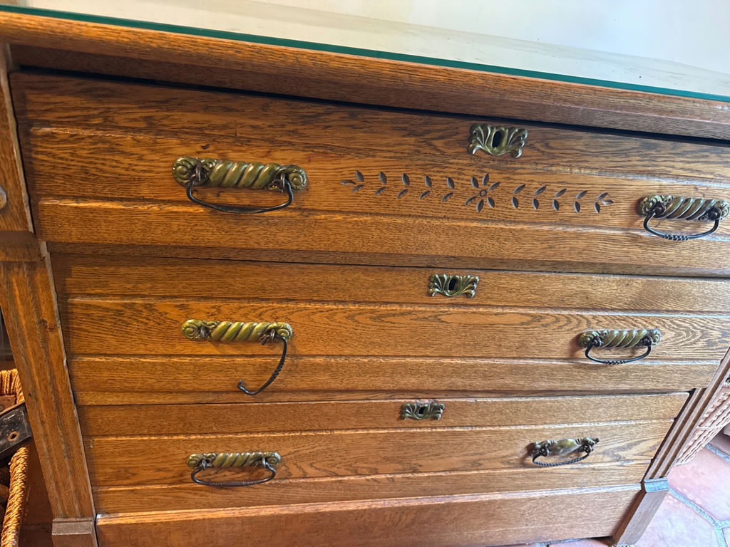 Vintage oak dresser with glass top - image 2 of 4