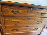 Vintage oak dresser with glass top - thumbnail 2 of 4