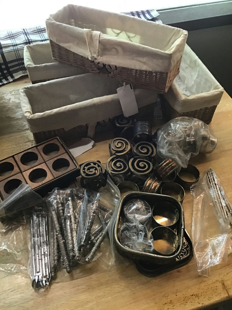 Assorted wicker baskets and metal kitchenware - image 2 of 2