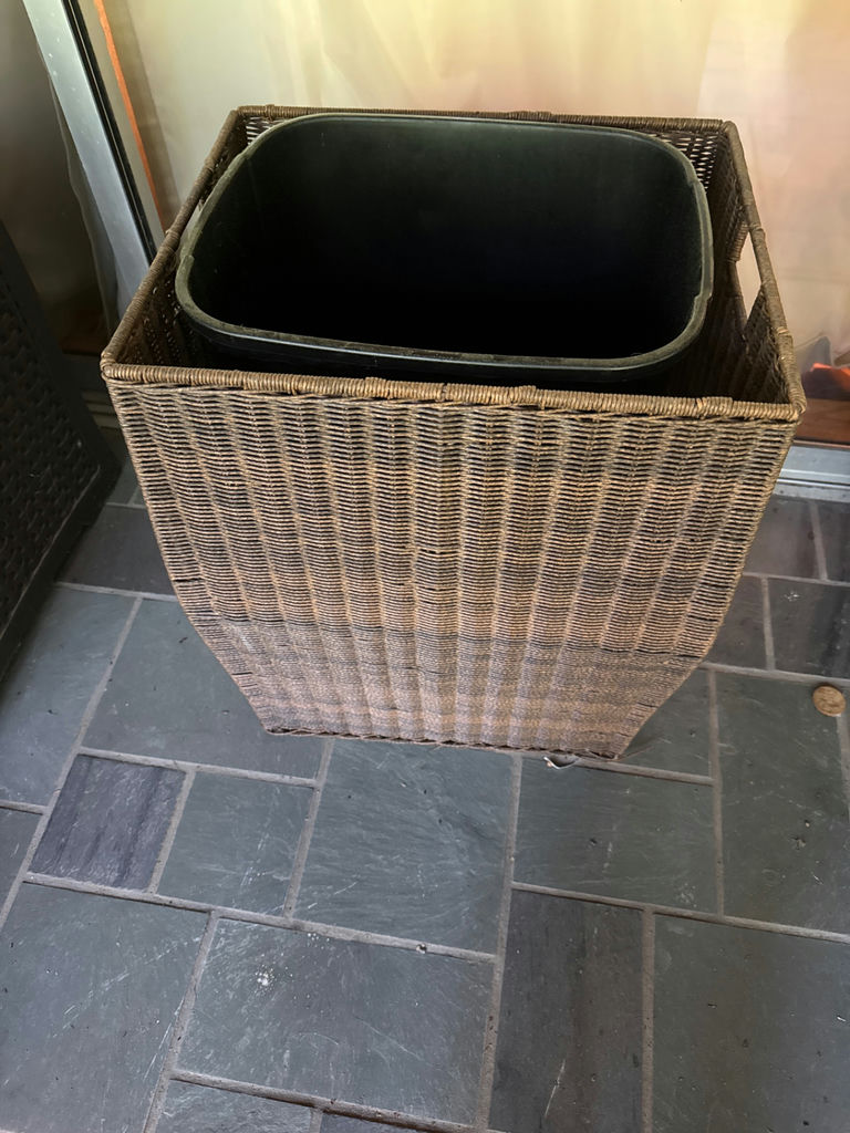 Rectangular wicker  bin with liner - image 1 of 2