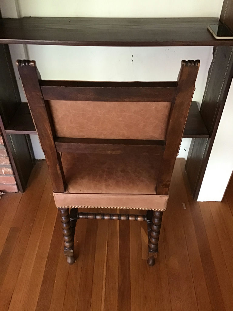 4 Leather-upholstered antique-style chairs $400 minimum bid - image 3 of 3