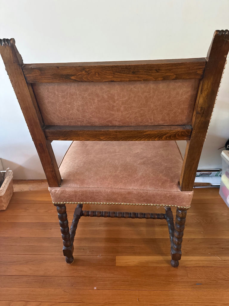 Vintage wooden armchair with leather upholstery - image 3 of 3