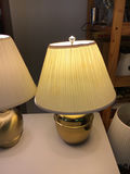 2 gold-tone table lamps with cream pleated shades - thumbnail 2 of 2