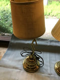 Two brass table lamps with fabric shades - thumbnail 2 of 2