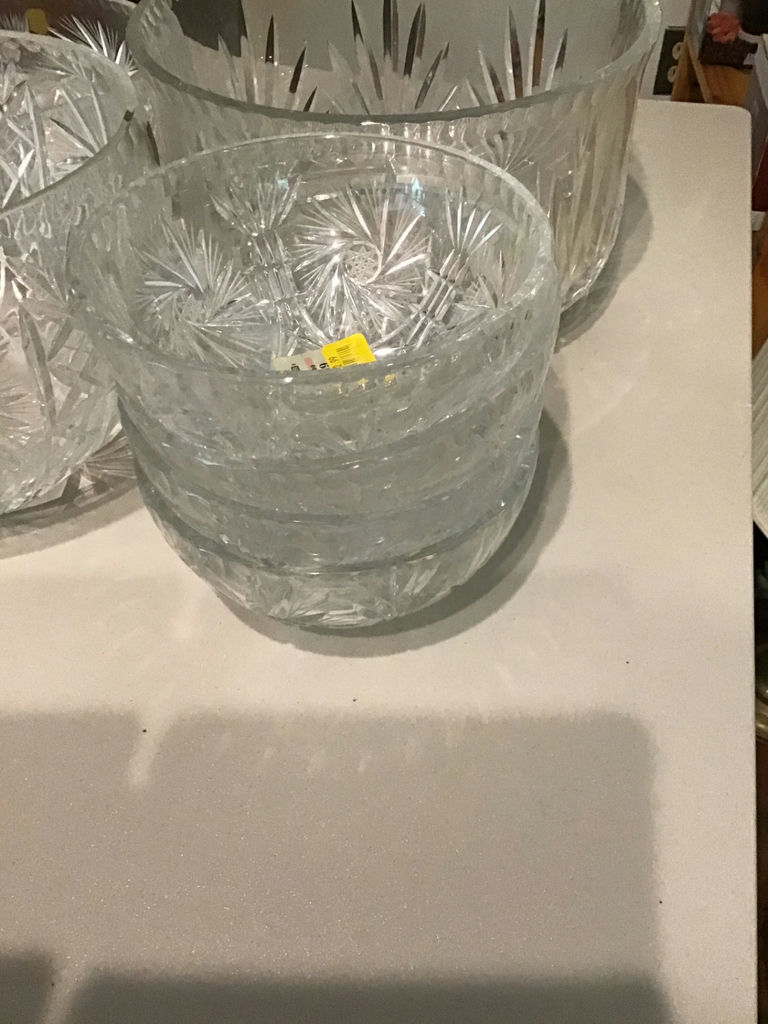 clear cut-glass bowls with starburst pattern - image 2 of 4