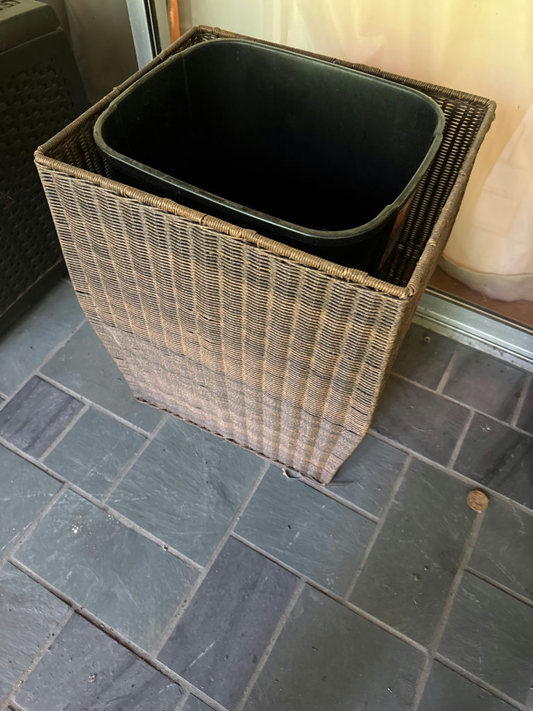 Rectangular wicker  bin with liner - image 2 of 2