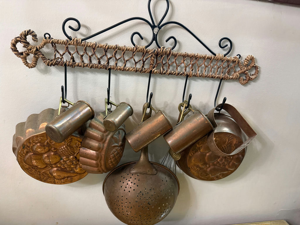 Copper Kitchenware on a Braided Rope Rack - image 2 of 2
