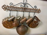 Copper Kitchenware on a Braided Rope Rack - thumbnail 2 of 2