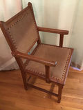 Leather-upholstered wooden armchair with nailhead trim minimum bid $200 - thumbnail 2 of 3