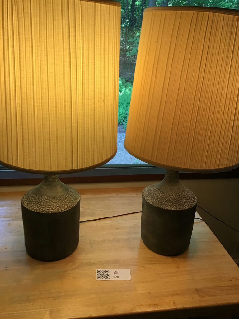 Pair of beige pleated shade table lamps - image 1 of 3