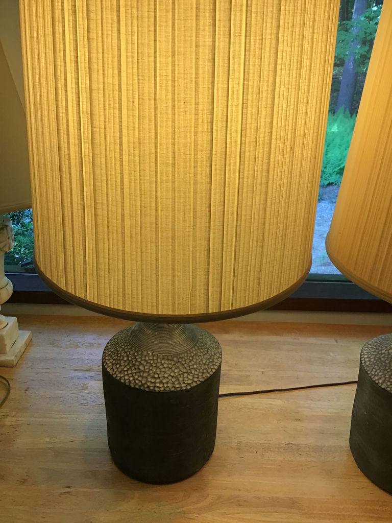 Pair of beige pleated shade table lamps - image 2 of 3