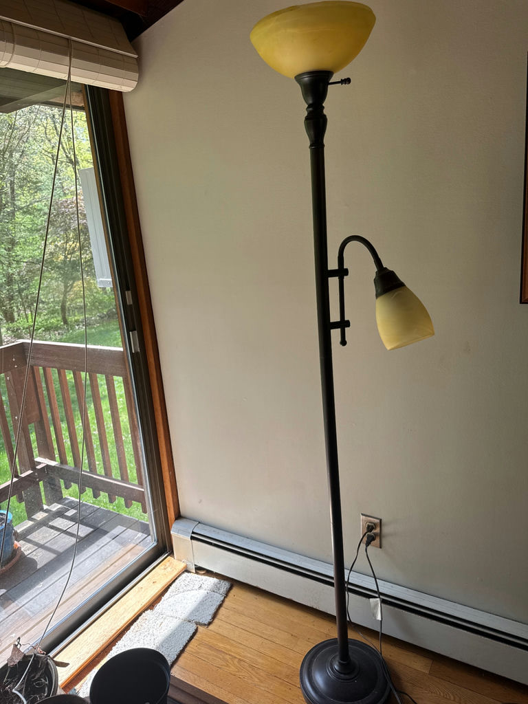 Tall floor lamp with two yellow glass shades - image 1 of 3