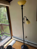 Tall floor lamp with two yellow glass shades - thumbnail 1 of 3