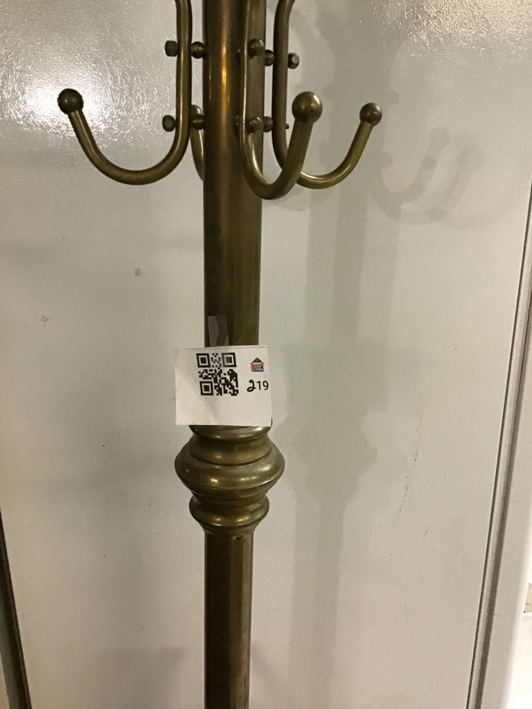 Brass freestanding coat rack with multiple hooks - image 1 of 3