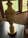 Table lamp with marble-pattern base and floral-cutout shade - thumbnail 2 of 2