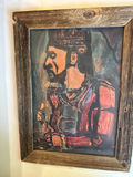 Framed rustic portrait painting - thumbnail 1 of 2