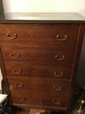 Five-drawer wooden tall chest of drawers with glass top 48x34x21 - thumbnail 1 of 3