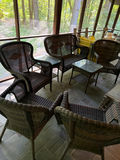 Wicker outdoor chair set with glass-top table - thumbnail 1 of 1