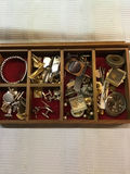 Assorted cufflinks, watches, and jewelry in a wooden organizer - thumbnail 2 of 2