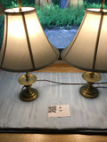 Pair of brass table lamps with fabric shades - thumbnail 1 of 3