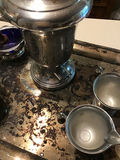 Antique silver tea service with samovar on ornate tray - thumbnail 4 of 4