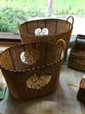 Wicker storage baskets with metal scroll accents - thumbnail 1 of 2