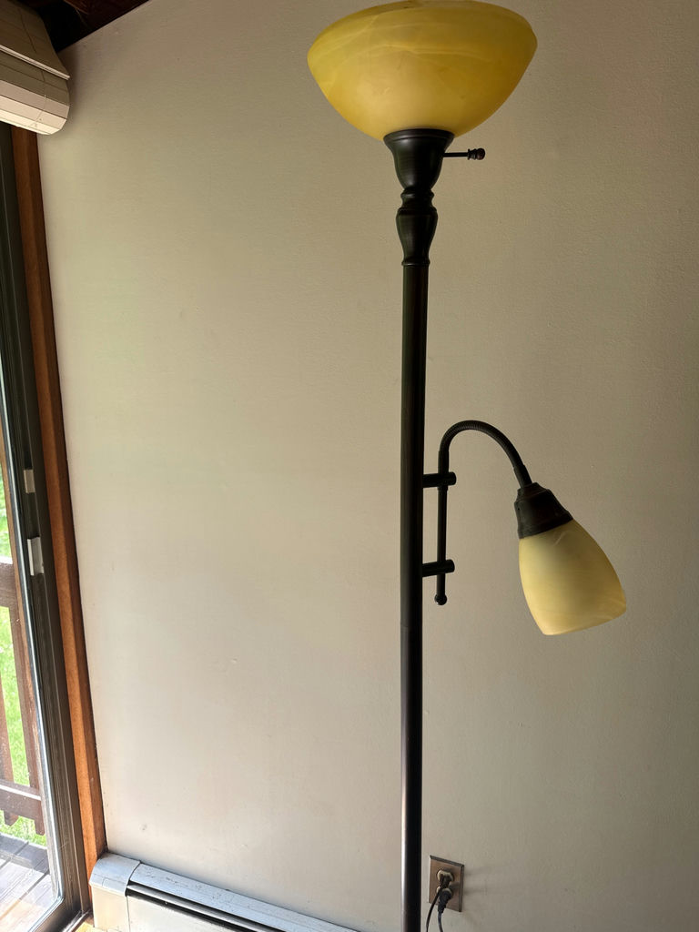 Tall floor lamp with two yellow glass shades - image 2 of 3