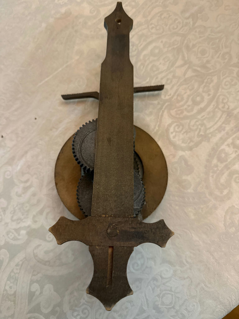 Antique mechanical clock movement with exposed gears - image 3 of 3